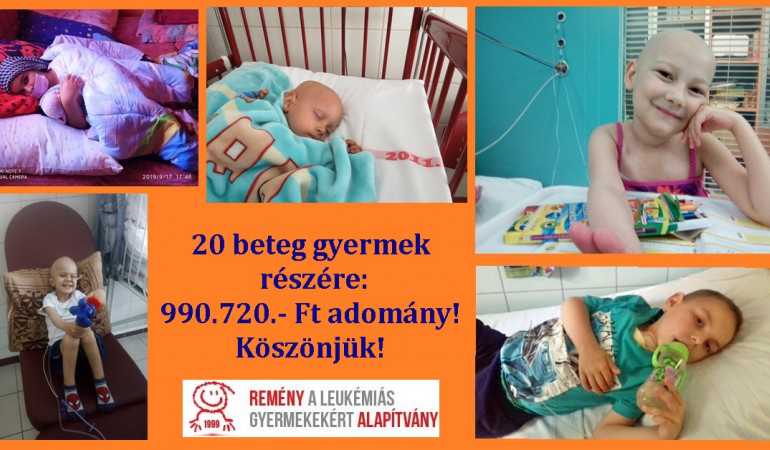 20 beteg gyermek  részére:  990.720.- Ft adomány!  Köszönjük!