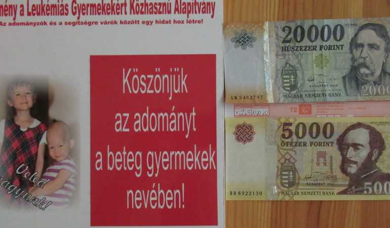 25 ezer forint adomány érkezett