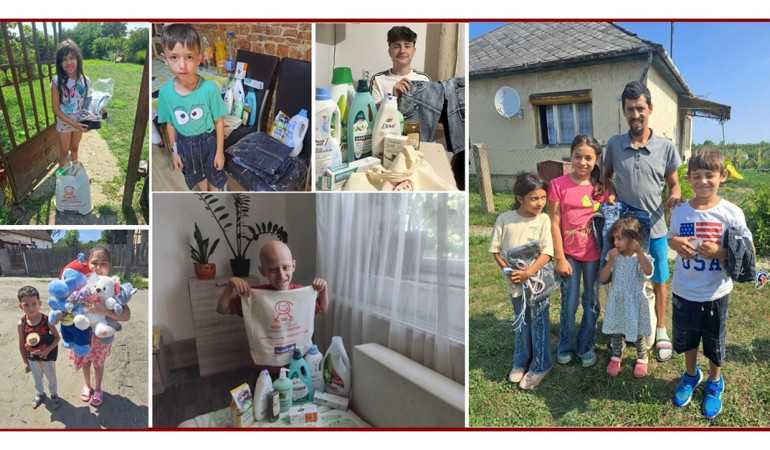 Tisztítószer csomag és új farmernadrágok átadása 20 családnak!