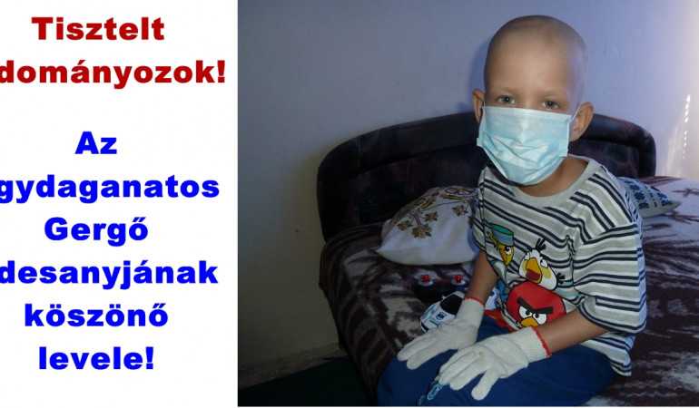 Gergő agydaganatos: édesanyja köszönő levele
