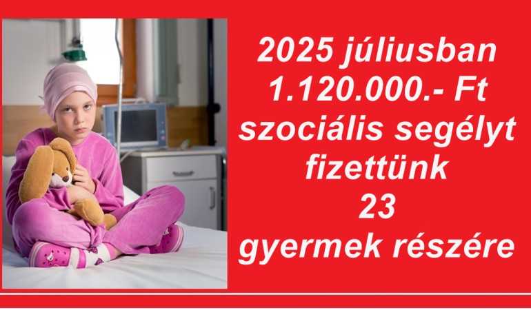 2025 júliusban 1.120.000.- Ft szociális segélyt fizettünk 23 gyermek részére