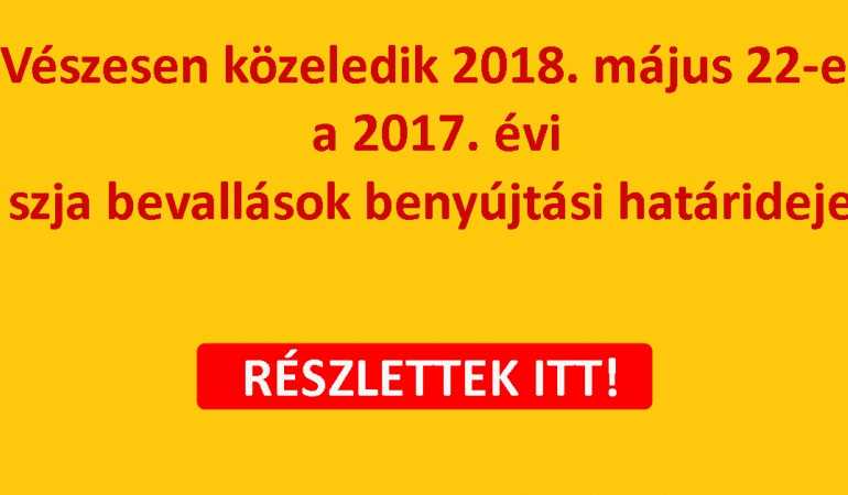 Vészesen közeledik 2018. május 22-e, a 2017. évi szja bevallások benyújtási határideje