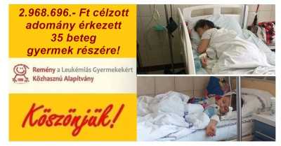 2.968.696.- Ft célzott adomány érkezett 35 beteg gyermek részére!