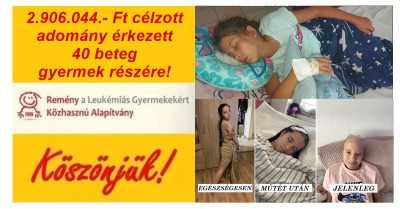 2.906.044.- Ft célzott adomány érkezett 40 beteg gyermek részére!