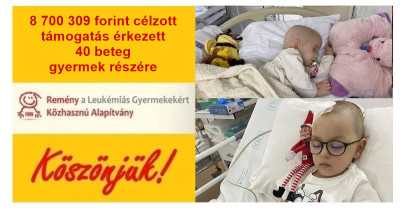 8 700 309 forint célzott támogatás érkezett 40 beteg gyermek részére