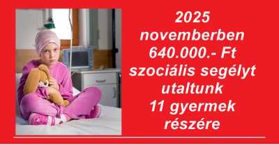 2025 novemberben 640.000.- Ft szociális segélyt utaltunk 11 gyermek részére