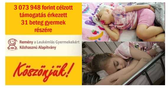 3 073 948 forint célzott támogatás érkezett 31 beteg gyermek részére