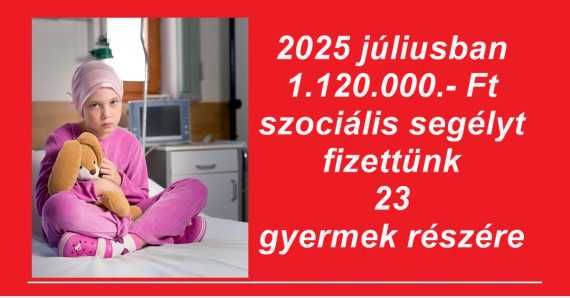 2025 júliusban 1.120.000.- Ft szociális segélyt fizettünk 23 gyermek részére